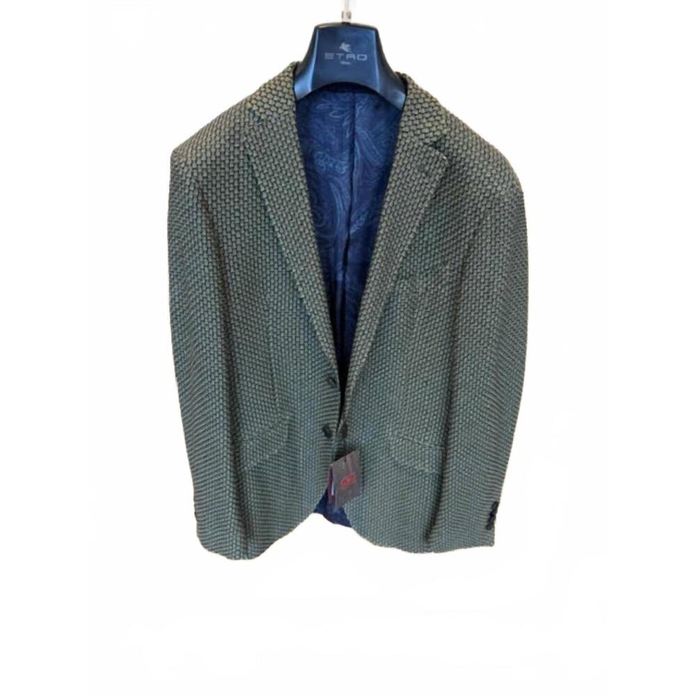 NEW ETRO men's patterned jacquard single breasted blazer in black multi